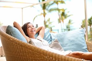 Patient in Toronto resting after getting dental implants  