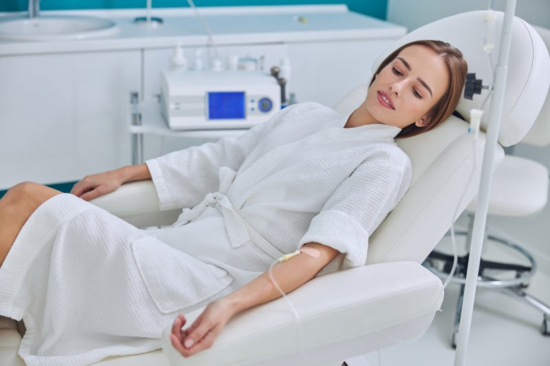 Patient sleeping in the dentist chair after sleep dentistry