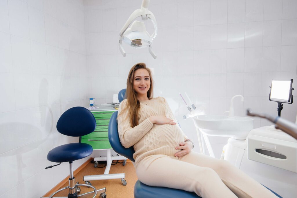 Woman smiling in the dental chair